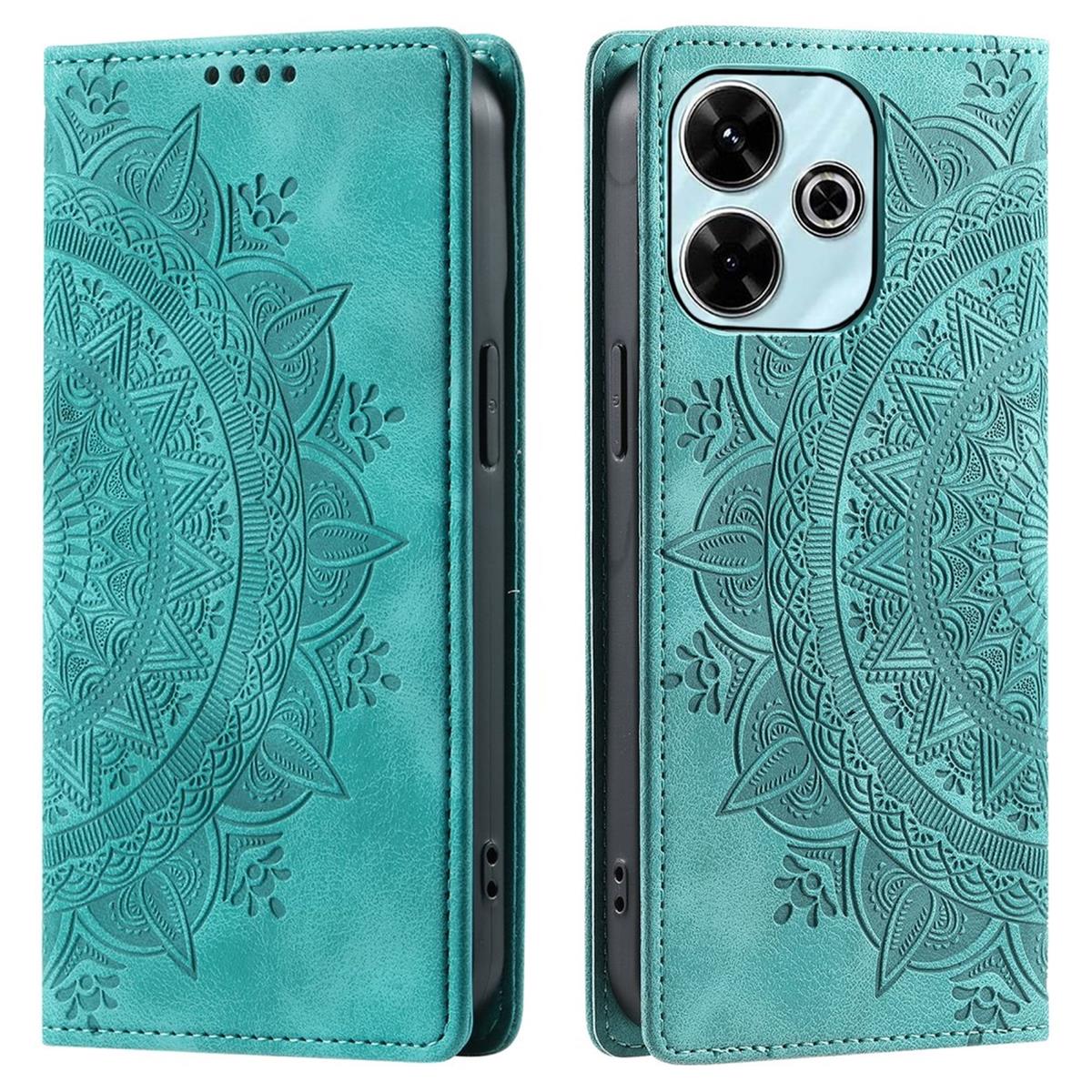 Hülle für Xiaomi Redmi 13 5G/4G Handyhülle Flip Case Cover Etui Mandala Grün