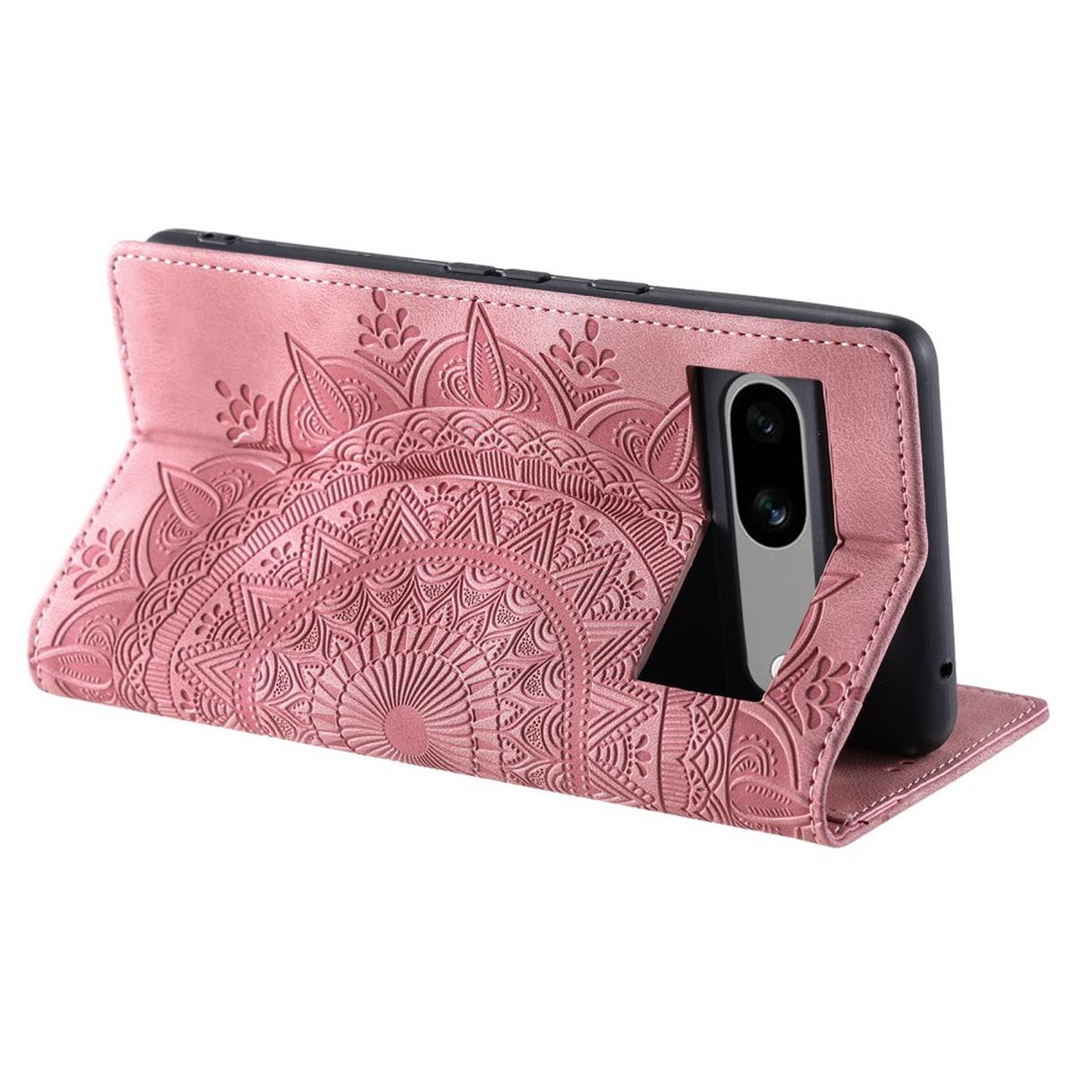 Hülle für Google Pixel 8a Handyhülle Flip Case Cover Tasche Etui Mandala Rose