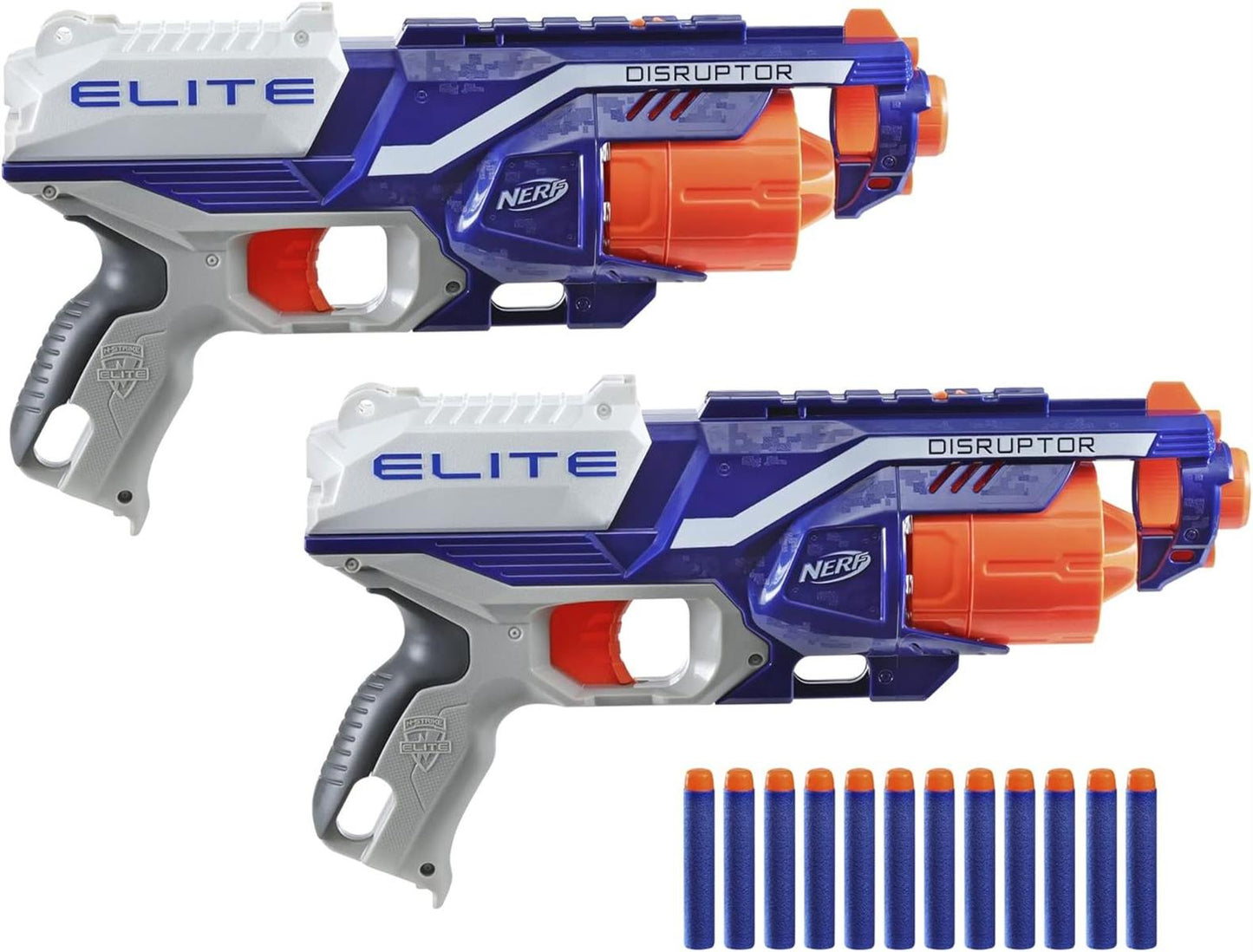 Nerf Elite Disruptor 2er-Pack – 2 Disruptor Blaster, 12 Nerf Elite Darts – 6-Dart Rotationstrommel, Schnellfeuer