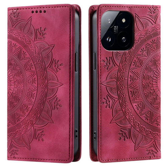 Hülle für Xiaomi 14 Handyhülle Flip Case Cover Schutz Tasche Etui Mandala Rot