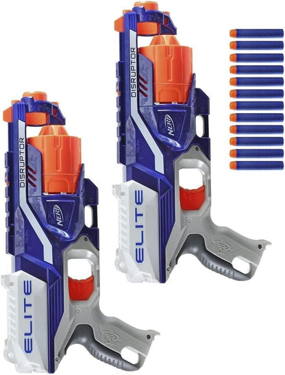 Nerf Elite Disruptor 2er-Pack – 2 Disruptor Blaster, 12 Nerf Elite Darts – 6-Dart Rotationstrommel, Schnellfeuer