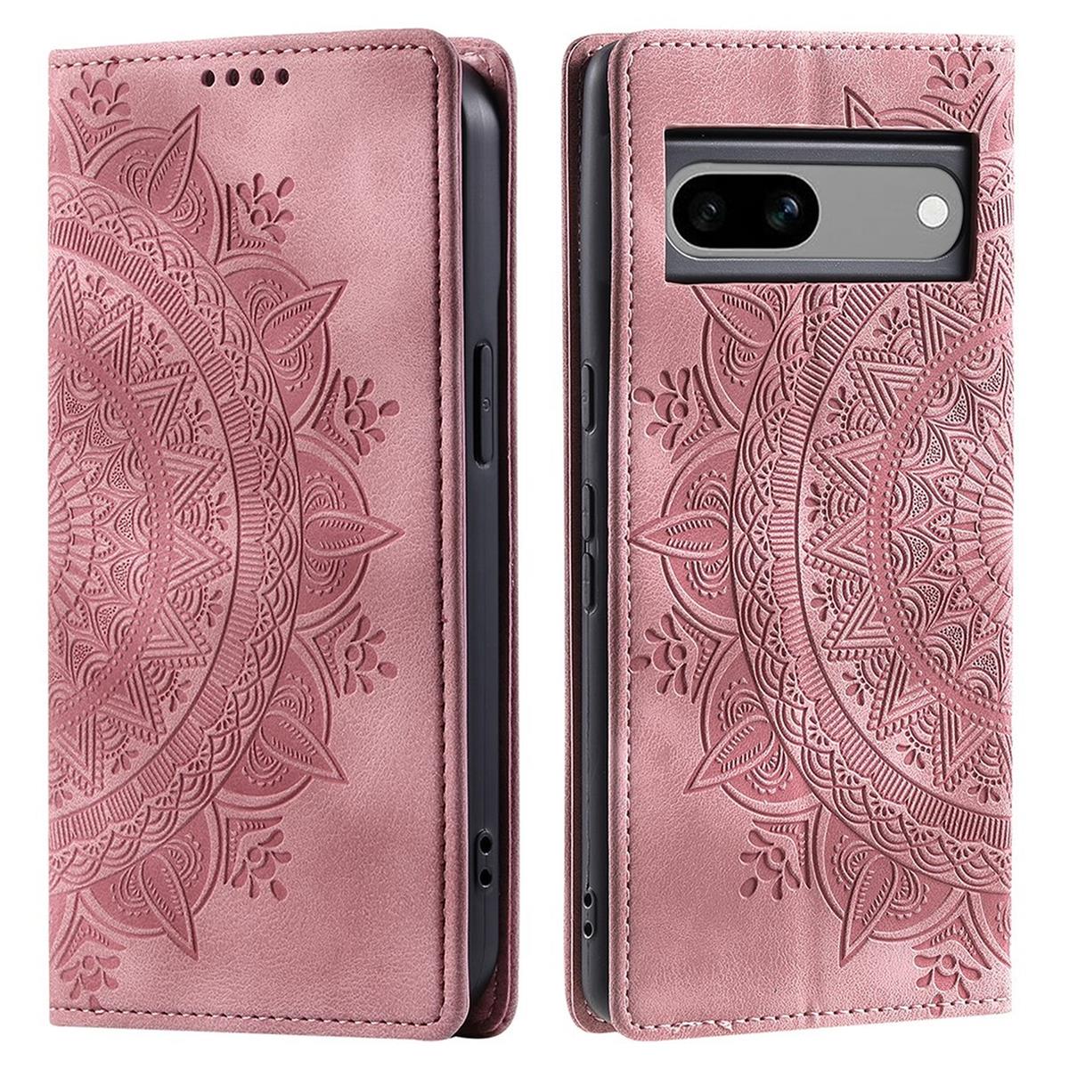 Hülle für Google Pixel 8a Handyhülle Flip Case Cover Tasche Etui Mandala Rose