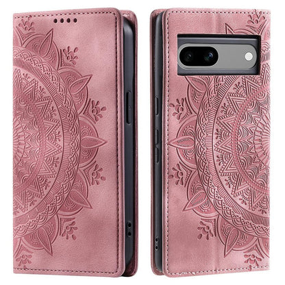 Hülle für Google Pixel 8a Handyhülle Flip Case Cover Tasche Etui Mandala Rose