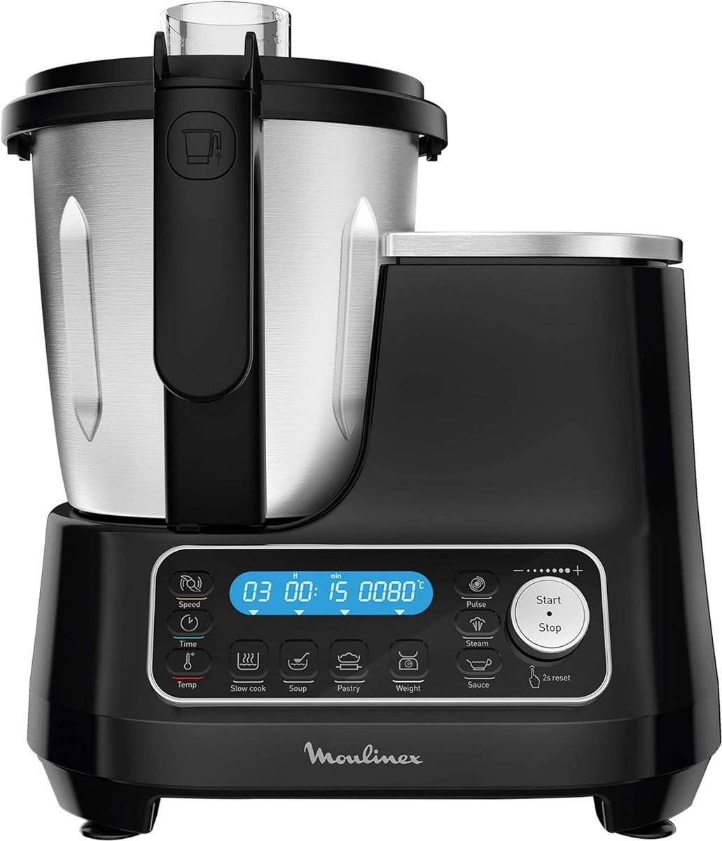 Moulinex HF4568 Click Chef Küchenmaschine mit Kochfunktion | 1400 Watt | 12 Geschwindigkeitsstufen | 3,6 Liter