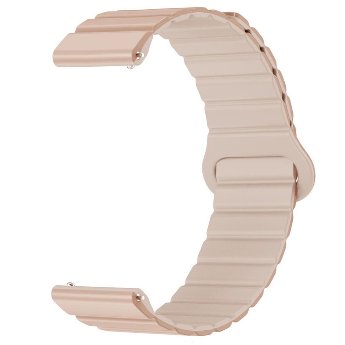 Armband für Samsung Galaxy Watch6/5/5Pro/4/3 Silikon Ersatzband 20mm magnetisch Beige/Grau