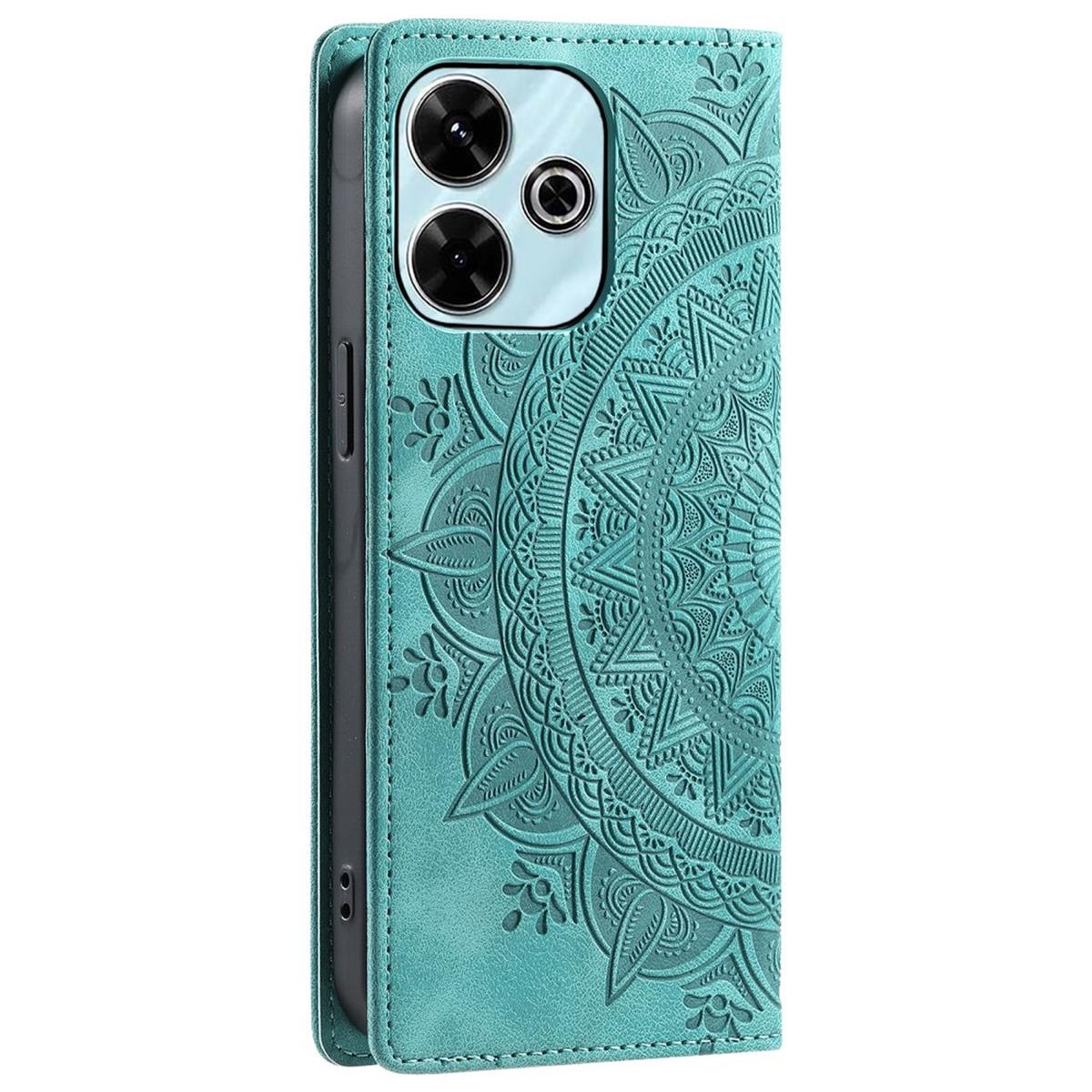 Hülle für Xiaomi Redmi 13 5G/4G Handyhülle Flip Case Cover Etui Mandala Grün