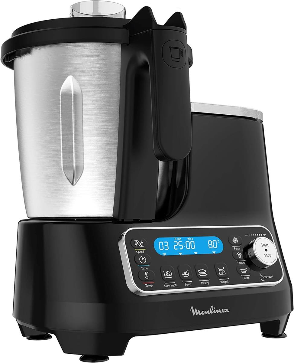 Moulinex HF4568 Click Chef Küchenmaschine mit Kochfunktion | 1400 Watt | 12 Geschwindigkeitsstufen | 3,6 Liter