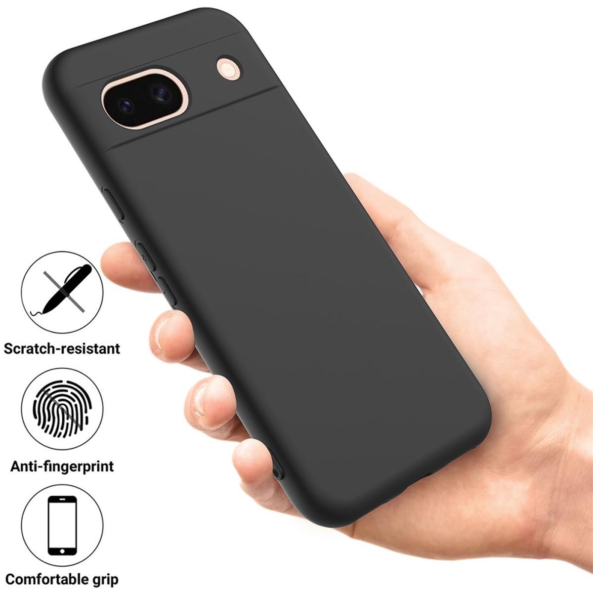 Hülle für Google Pixel 8a Handyhülle Silikon Case Cover Bumper Matt Schwarz