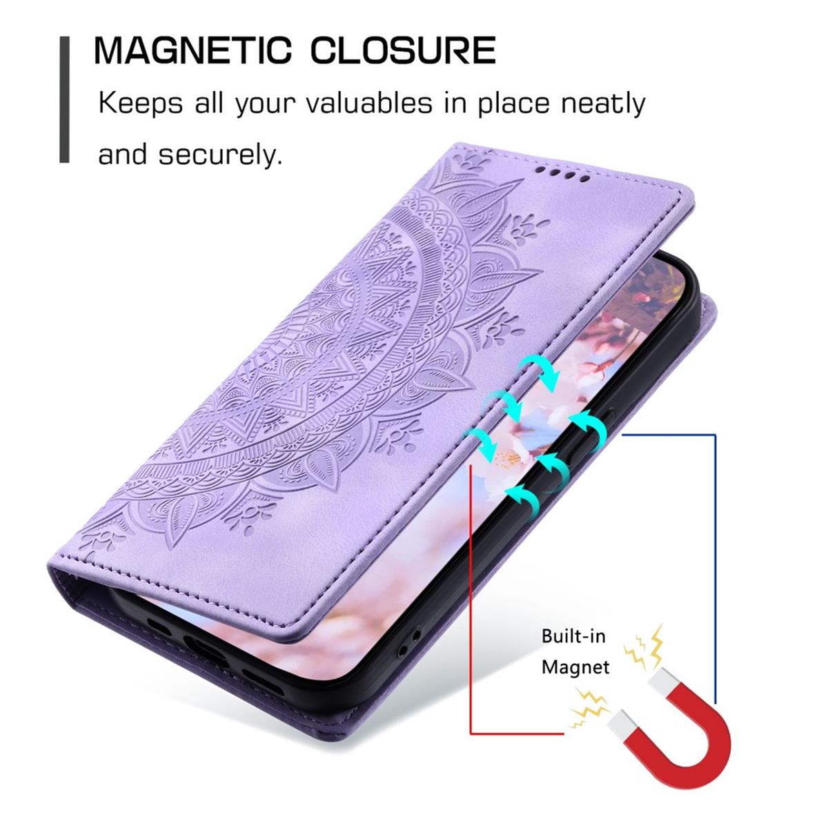 Hülle für Xiaomi Redmi 13 5G/4G Handyhülle Flip Case Cover Etui Mandala Lila