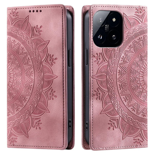 Hülle für Xiaomi 14 Handyhülle Flip Case Cover Schutz Tasche Etui Mandala Rose