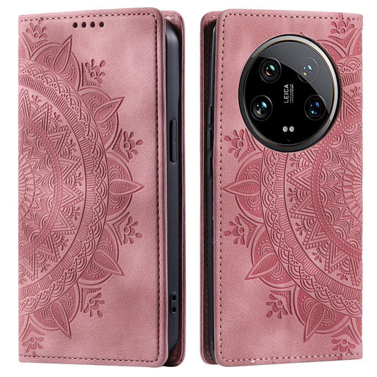 Hülle für Xiaomi 14 Ultra Handyhülle Flip Case Cover Tasche Etui Mandala Rose