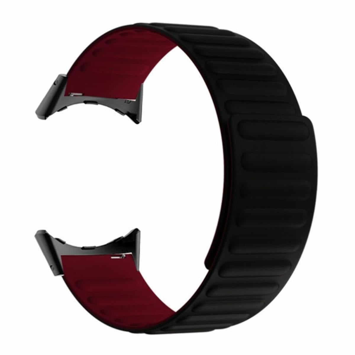 Armband für Google Pixel Watch 1/2 Silikon Ersatzband magnetisch  Schwarz-Rot