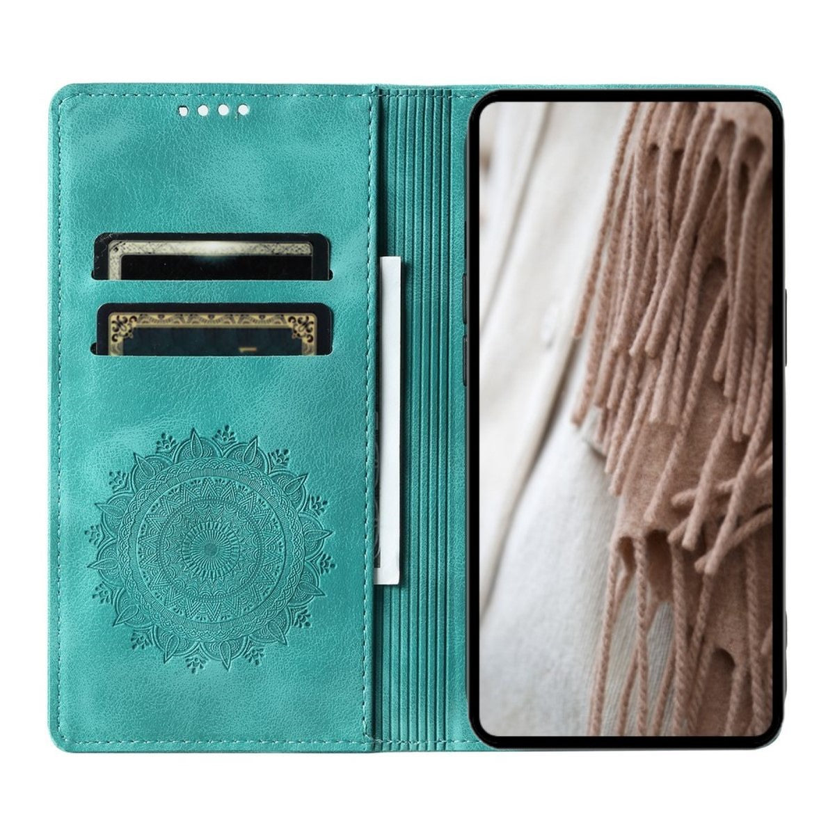 Hülle für Xiaomi Redmi 13 5G/4G Handyhülle Flip Case Cover Etui Mandala Grün