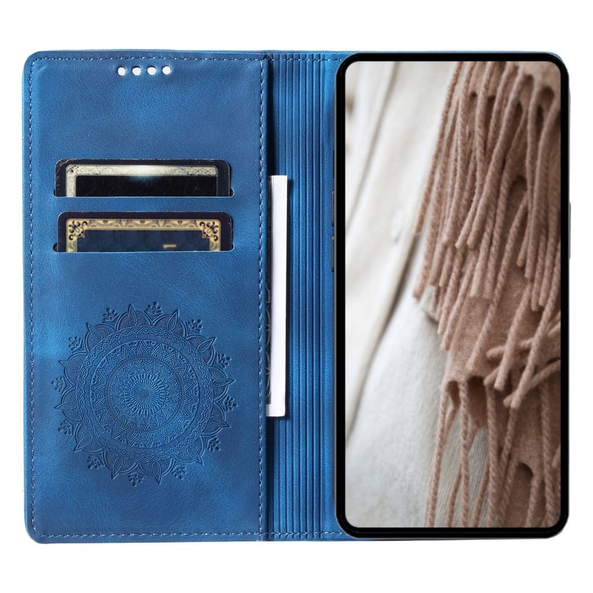 Hülle für Xiaomi Redmi 13 5G/4G Handyhülle Flip Case Cover Etui Mandala Blau