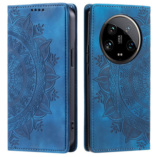 Hülle für Xiaomi 14 Ultra Handyhülle Flip Case Cover Tasche Etui Mandala Blau