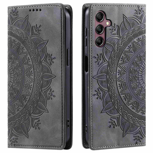 Hülle für Samsung Galaxy S24 FE Handyhülle Flip Case Cover Tasche Mandala Grau