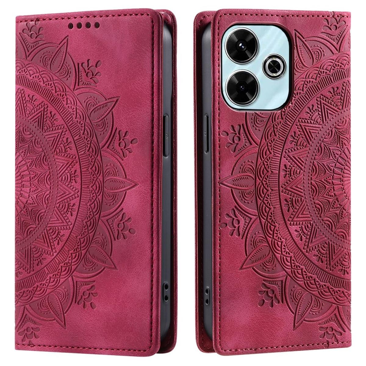 Hülle für Xiaomi Redmi 13 5G/4G Handyhülle Flip Case Cover Etui Mandala Rot