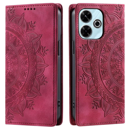 Hülle für Xiaomi Redmi 13 5G/4G Handyhülle Flip Case Cover Etui Mandala Rot