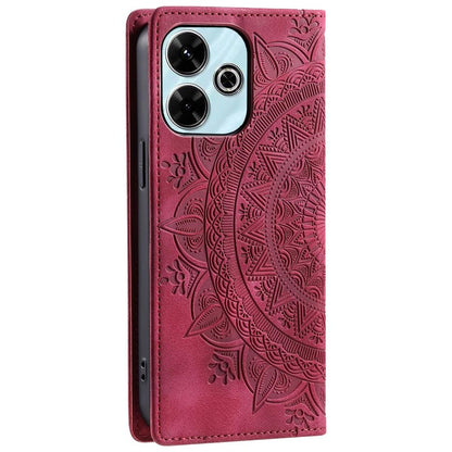 Hülle für Xiaomi Redmi 13 5G/4G Handyhülle Flip Case Cover Etui Mandala Rot