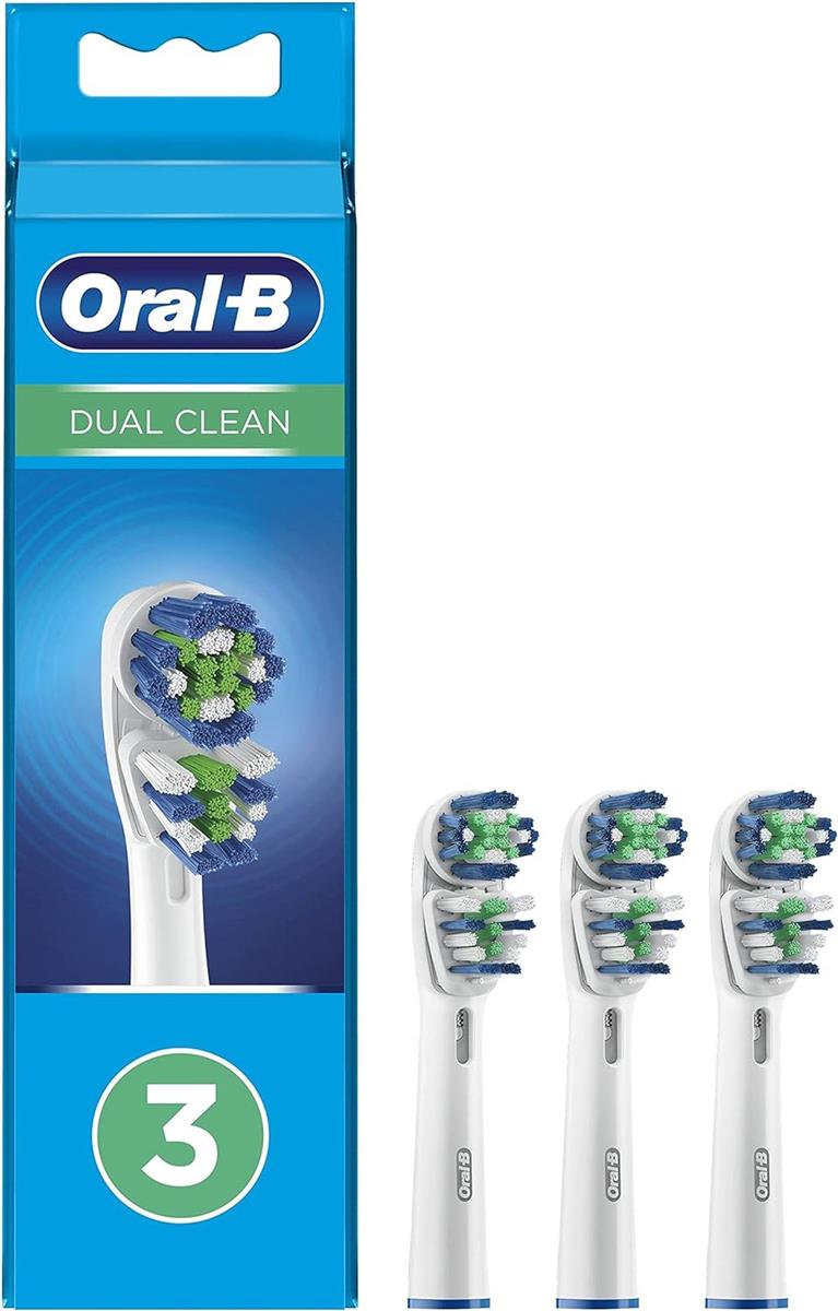 Oral-B Aufsteckbürsten Dual Clean EB 417X3 Zahnbürstengriffe, 3 Stück (1er Pack)