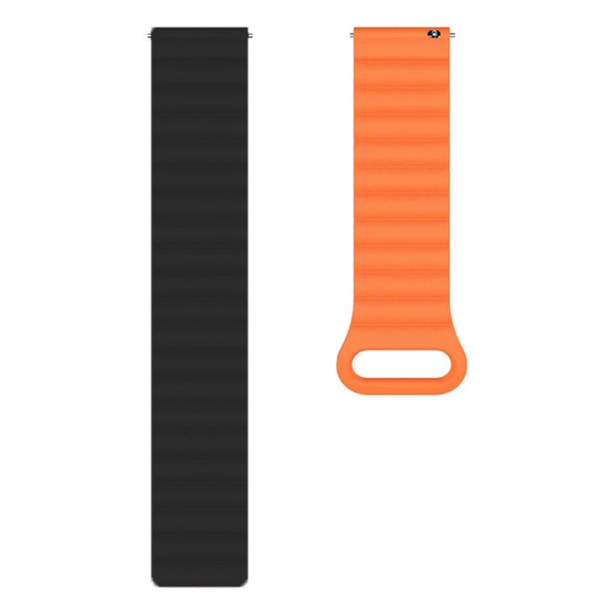 Armband für Samsung Galaxy Watch6/5/5Pro/4/3 Silikon Ersatzband 20mm magnetisch Schwarz/Orange