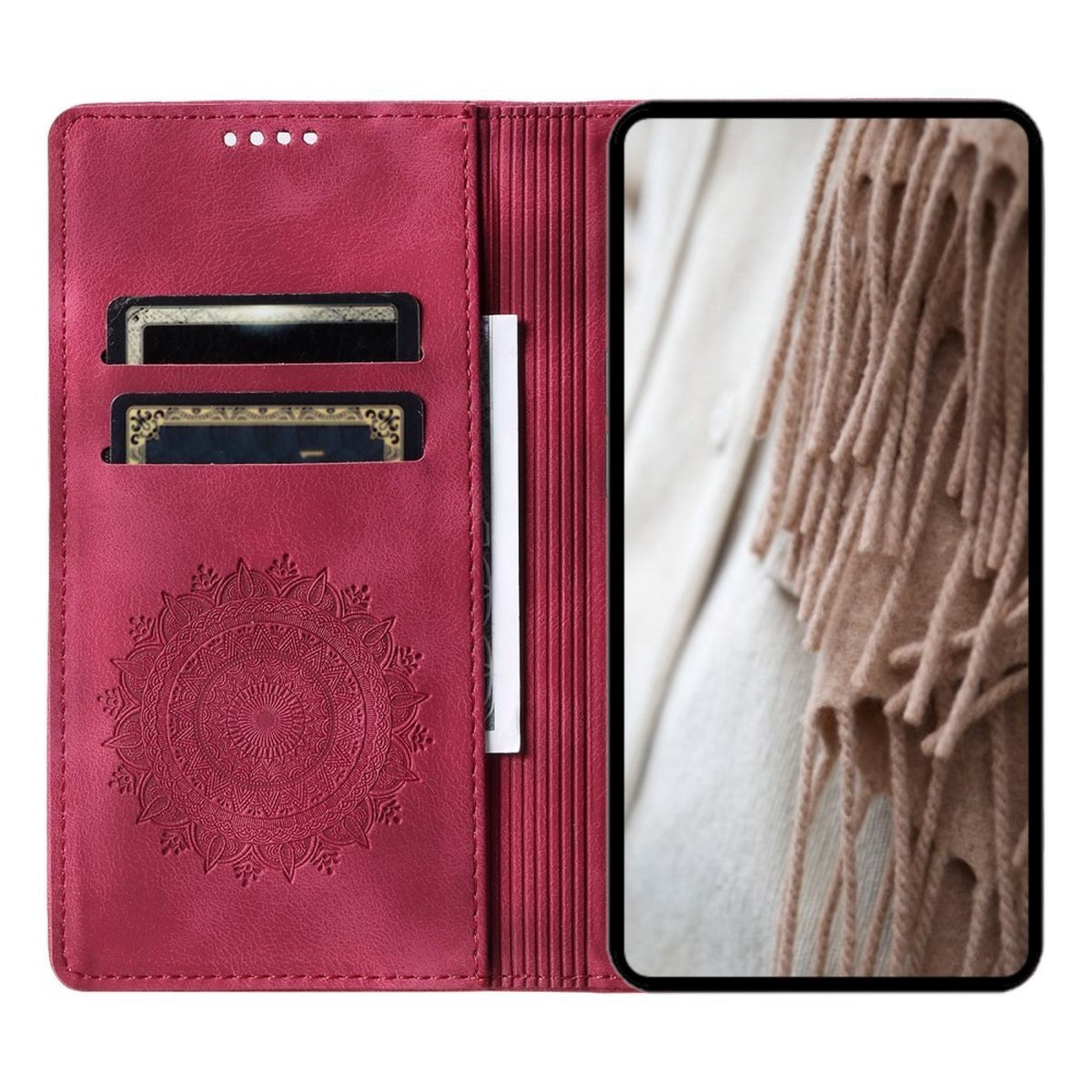 Hülle für Xiaomi Redmi 13 5G/4G Handyhülle Flip Case Cover Etui Mandala Rot