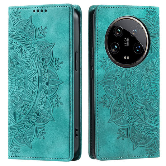 Hülle für Xiaomi 14 Ultra Handyhülle Flip Case Cover Tasche Etui Mandala Grün