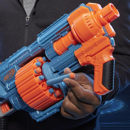 Nerf Elite 2.0 Shockwave RD-15 Blaster, 30 Nerf Darts, 15-Dart Rotationstrommel, Schnellfeuer Pump-Action