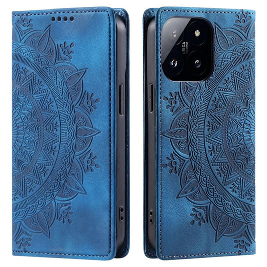 Hülle für Xiaomi 14 Handyhülle Flip Case Cover Schutz Tasche Etui Mandala Blau