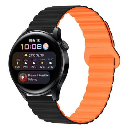 Armband für Samsung Galaxy Watch6/5/5Pro/4/3 Silikon Ersatzband 20mm magnetisch Schwarz/Orange