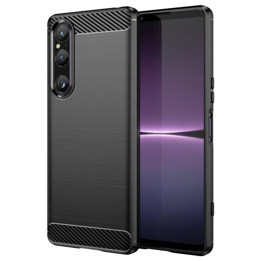 Hülle für Sony Xperia 1 V Handyhülle Case Silikon Cover Bumper Carbonfarben