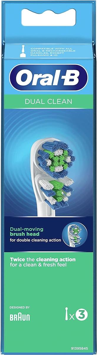 Oral-B Aufsteckbürsten Dual Clean EB 417X3 Zahnbürstengriffe, 3 Stück (1er Pack)