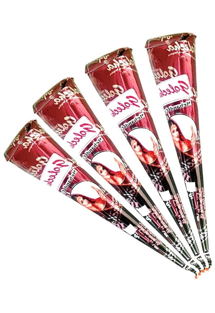 4x Golecha 100% Natural Henna Paste Cones Kegel (Rot-Braun) No Mix, No PPD, 125g