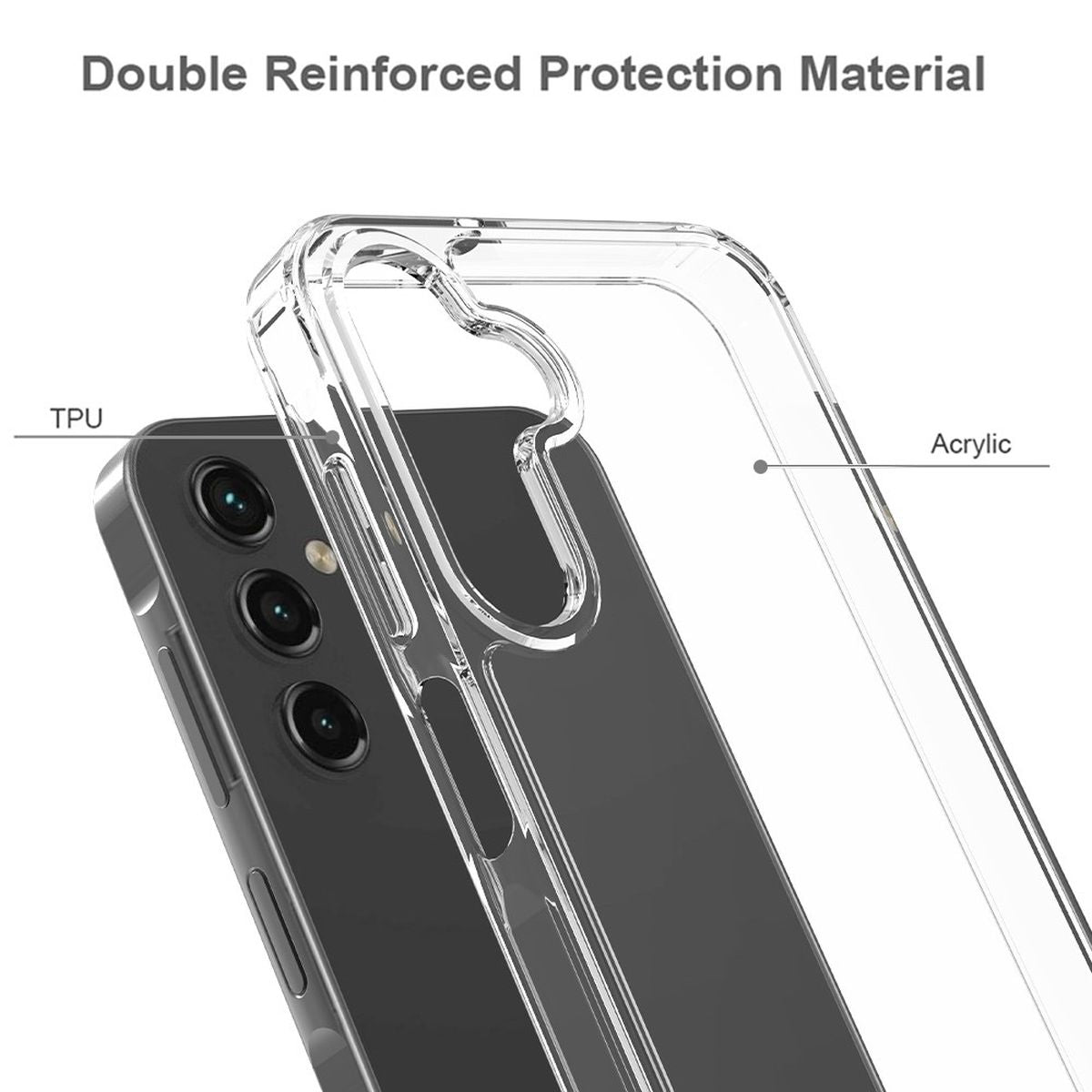 Hülle für Samsung Galaxy A15 Handyhülle Case Hybrid Silikon Bumper Cover Klar