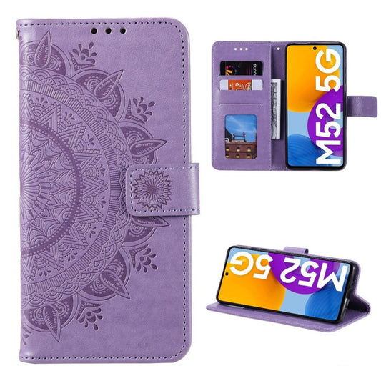 Hülle für Samsung Galaxy M52 5G Handyhülle Flip Case Cover Etui Mandala Lila