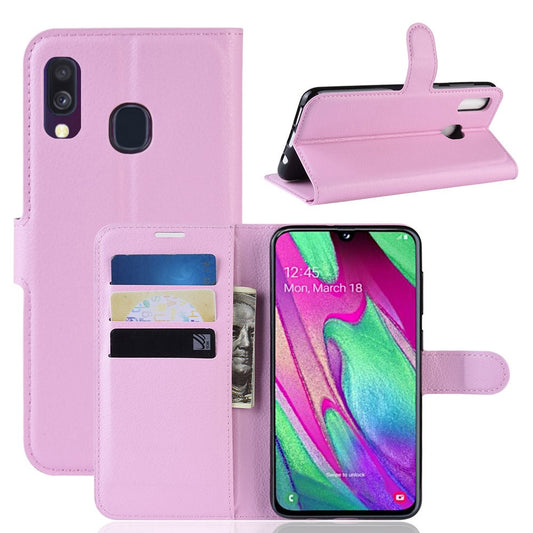 Hülle für Samsung Galaxy A40 Handyhülle Flip Case Cover Handytasche Etui Rosa