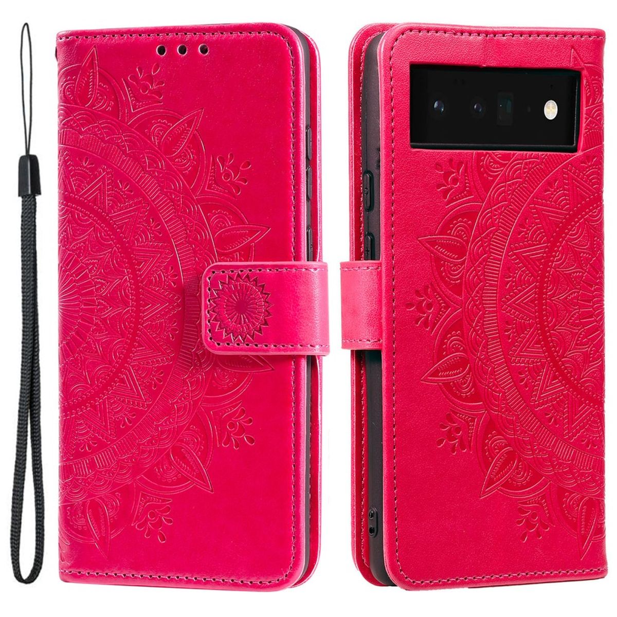 Hülle für Google Pixel 7 Handyhülle Flip Case Cover Schutzhülle Mandala Pink