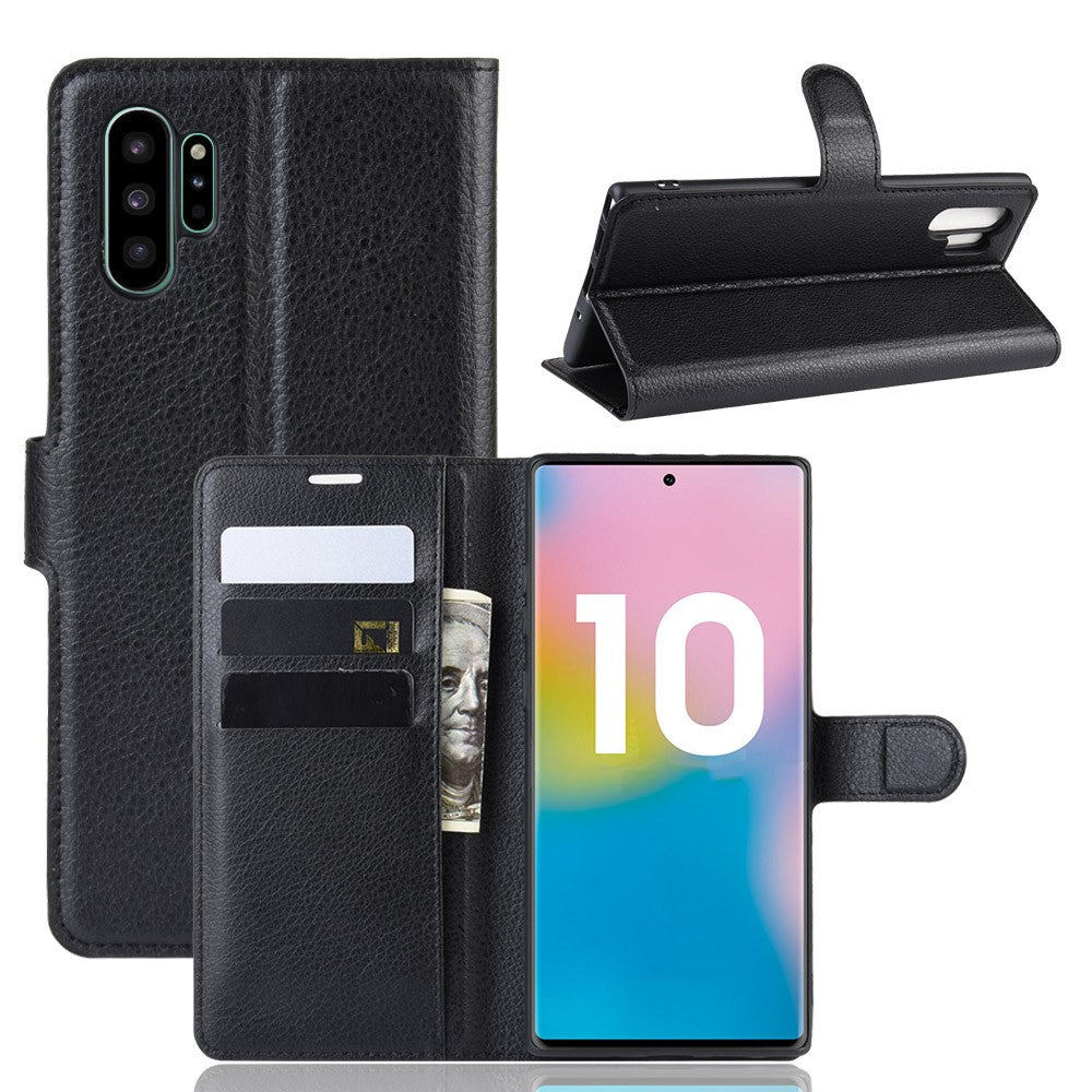 Hülle für Samsung Galaxy Note10+ (5G) Handyhülle Flip Case Schutz Cover Schwarz