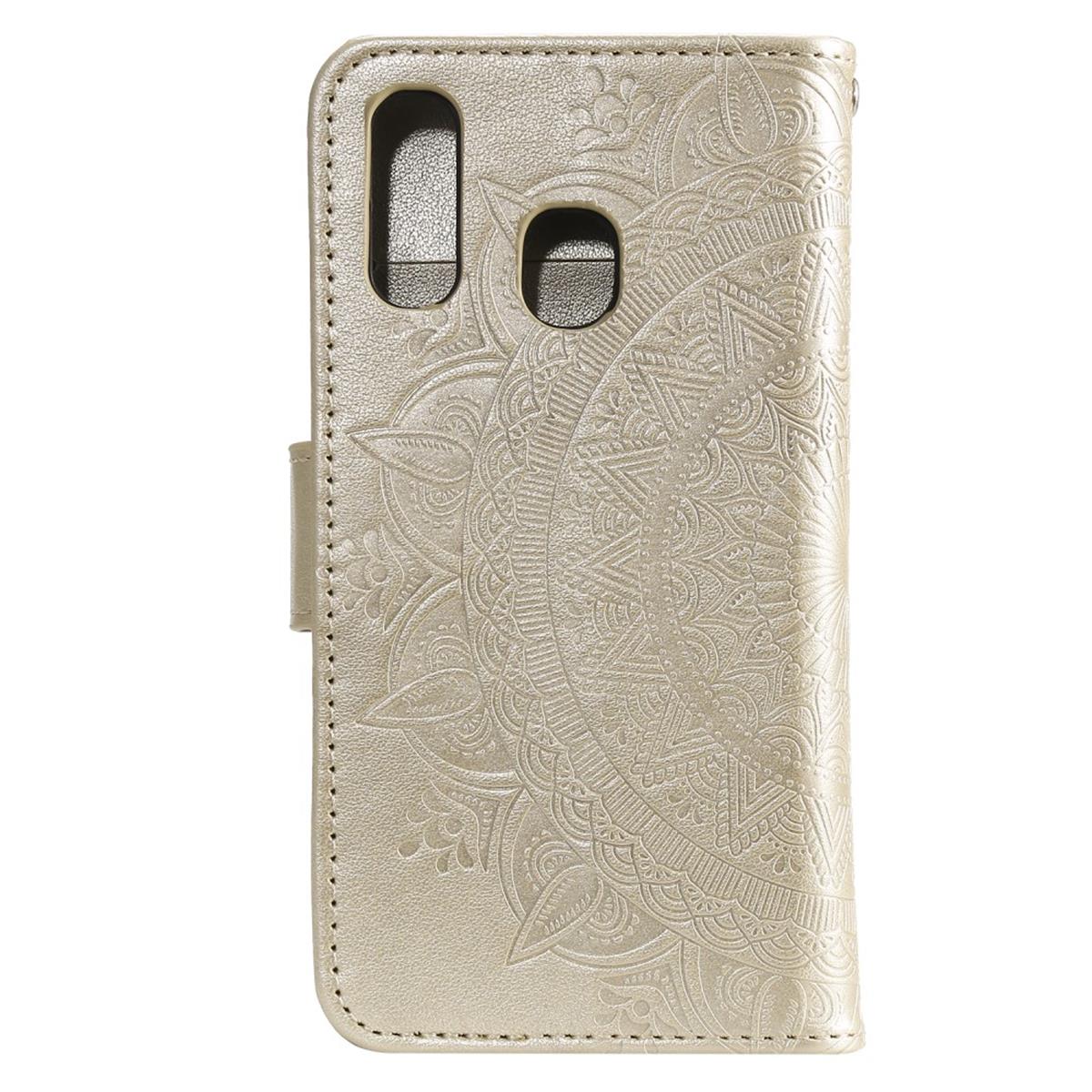 Hülle für Samsung Galaxy A40 Handyhülle Schutz Tasche Flip Case Etui Cover Mandala Gold