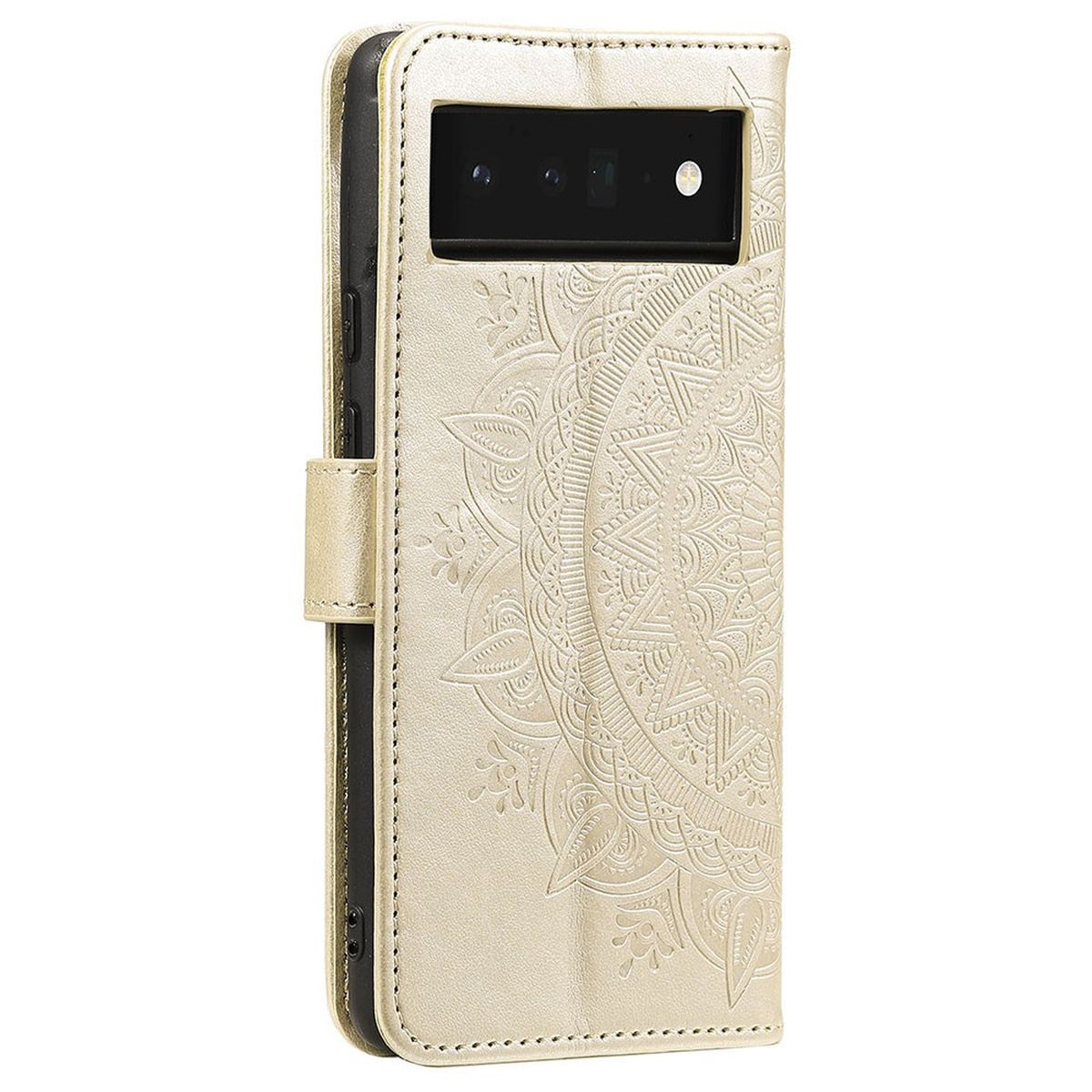 Hülle für Google Pixel 7 Handyhülle Flip Case Cover Schutzhülle Mandala Gold