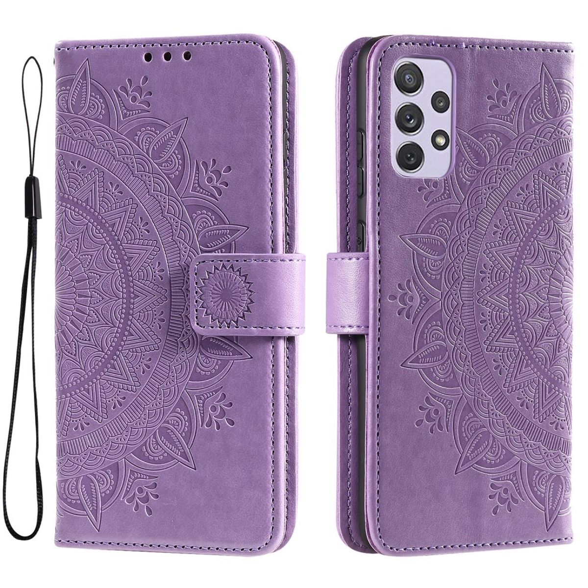 Hülle für Samsung Galaxy A73 5G Handyhülle Flip Case Cover Tasche Mandala Lila