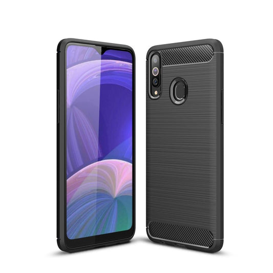 Hülle für Samsung Galaxy A20s Handyhülle Silikon Case Cover Etui Carbonfarben