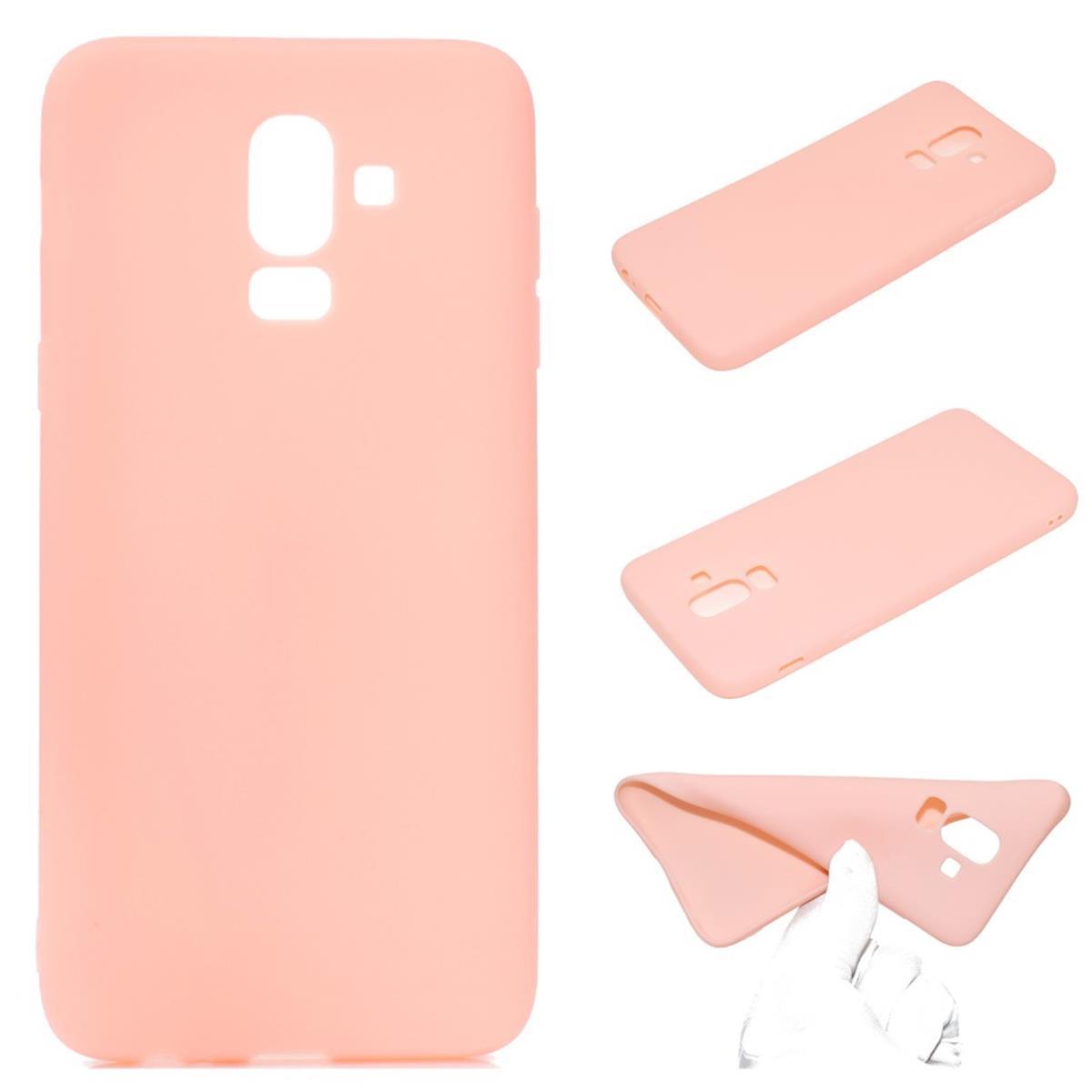 Hülle für Samsung Galaxy J8 2018 Silikon Case Handy Cover Schutzhülle Matt Rosa