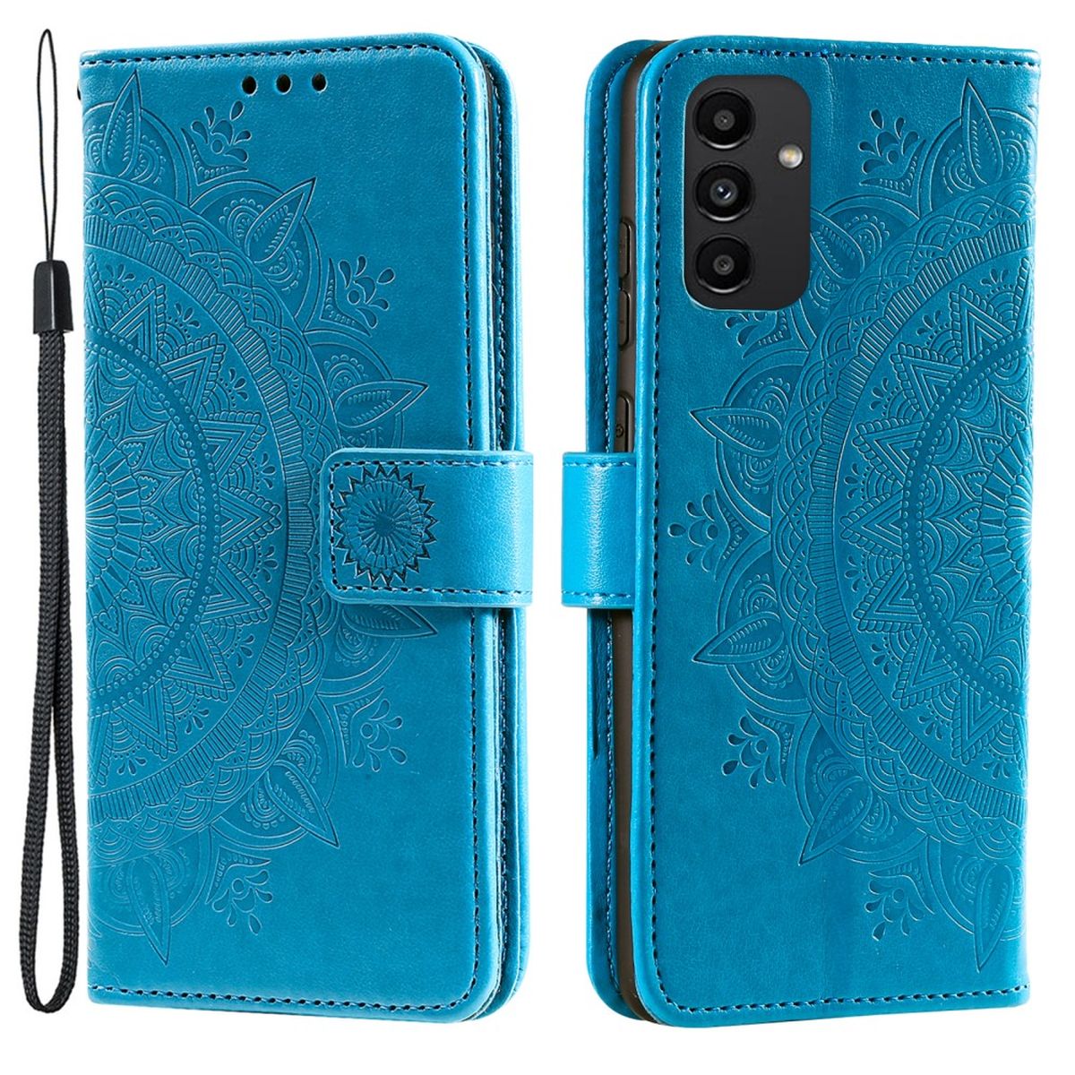 Hülle für Samsung Galaxy A13 4G Handyhülle Flip Case Cover Tasche Mandala Blau