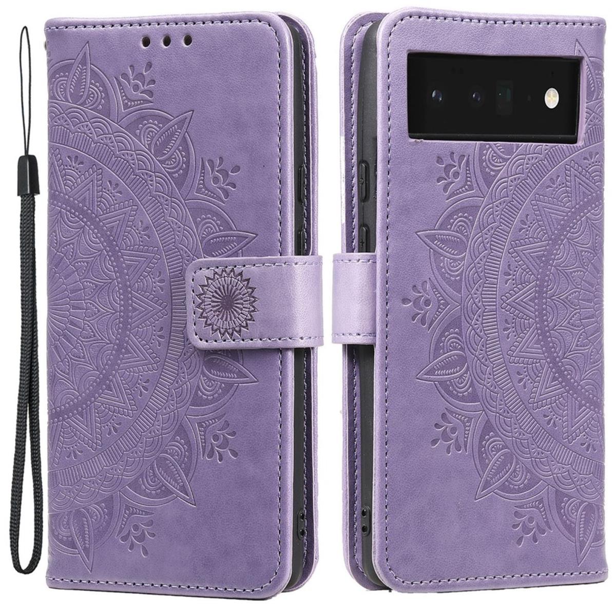 Hülle für Google Pixel 6 Pro Handyhülle Tasche Flip Case Cover Etui Mandala Lila