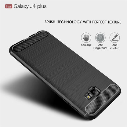 Hülle für Samsung Galaxy J4+ Handyhülle Soft Case Schutzhülle Cover Carbonfarben