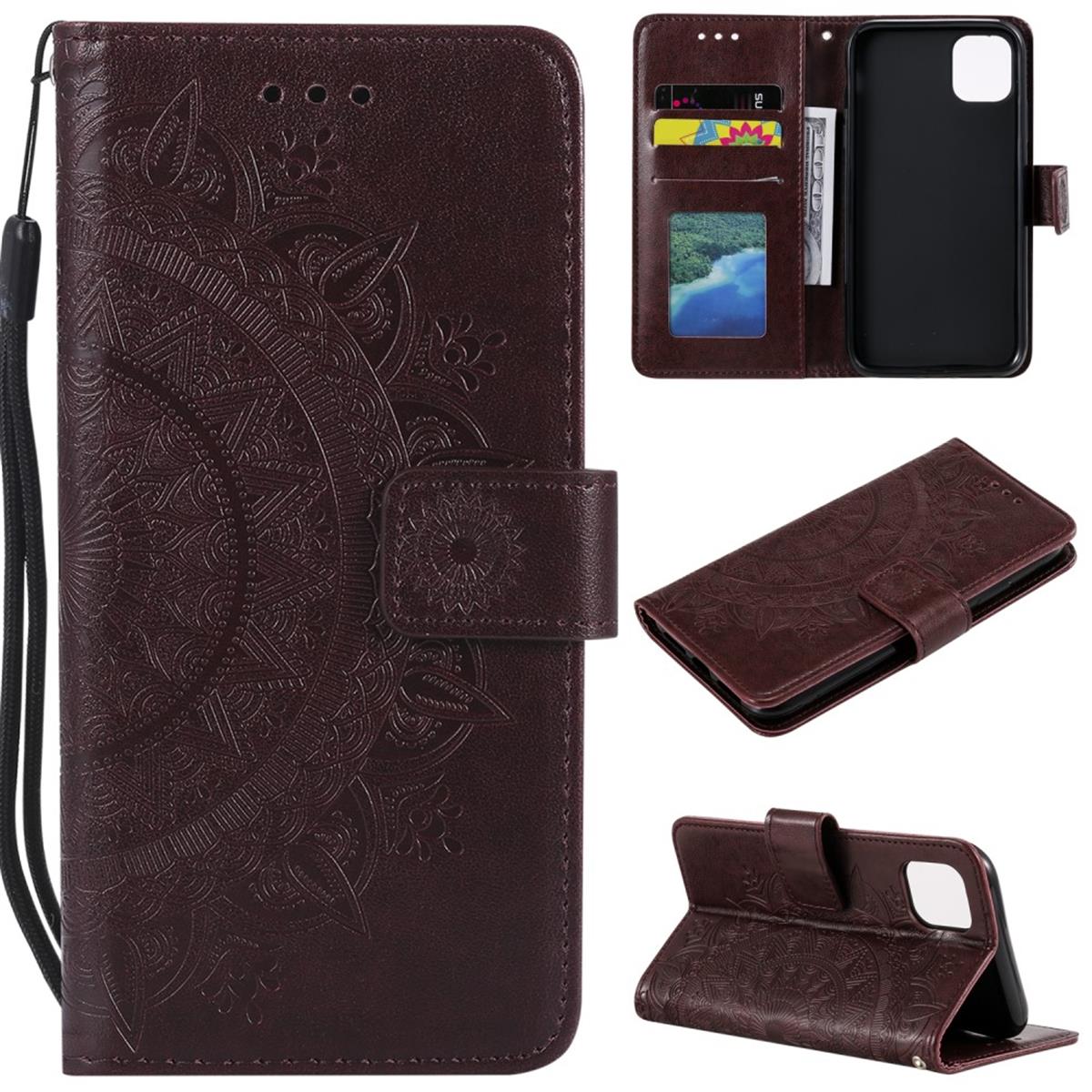 Hülle für Apple iPhone 12 Mini Handyhülle Flip Case Cover Tasche Mandala Braun