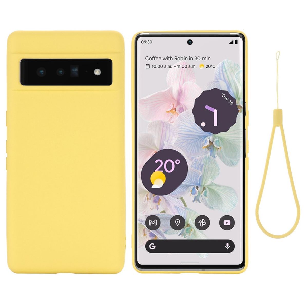 Hülle für Google Pixel 7 Handyhülle Silikon Case Cover Bumper Handy Matt Gelb