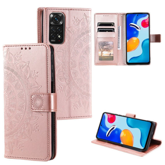 Hülle für Xiaomi Redmi Note 11/11S 4G/Poco M4 Pro Handy Flip Case Mandala Rose