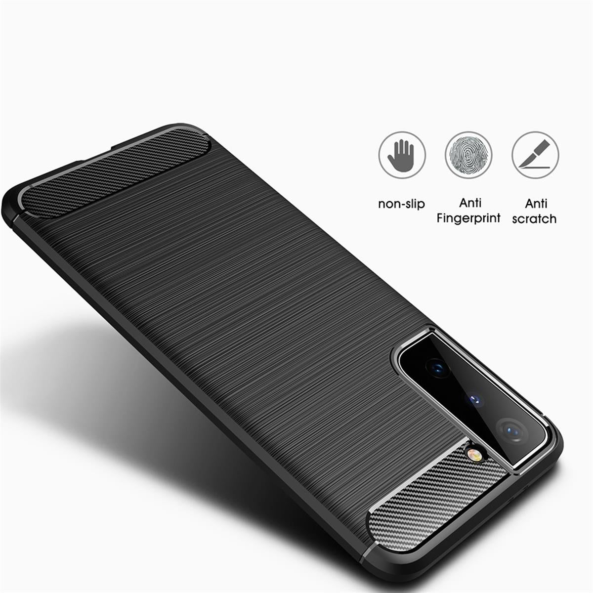 Hülle für Samsung Galaxy S21 Plus Handyhülle Silikon Case Cover Tasche Bumper Carbonfarben